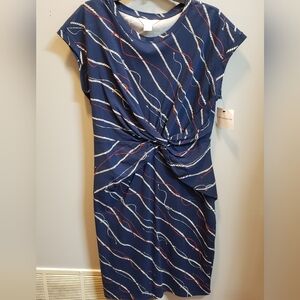 Liz Claiborne NWT Navy Cap Sleeve Dress with Nautical Rope Print